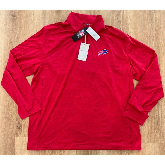 NWT Men's Buffalo Bills Tommy Bahama IslandZone 1/4 Zip Pullover-XXL - Red - Picture 1 of 6